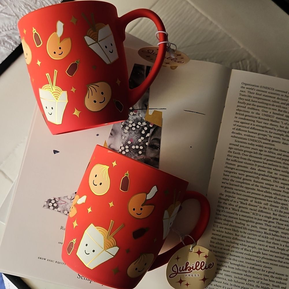 Red Mug with Cute Food Illustrations